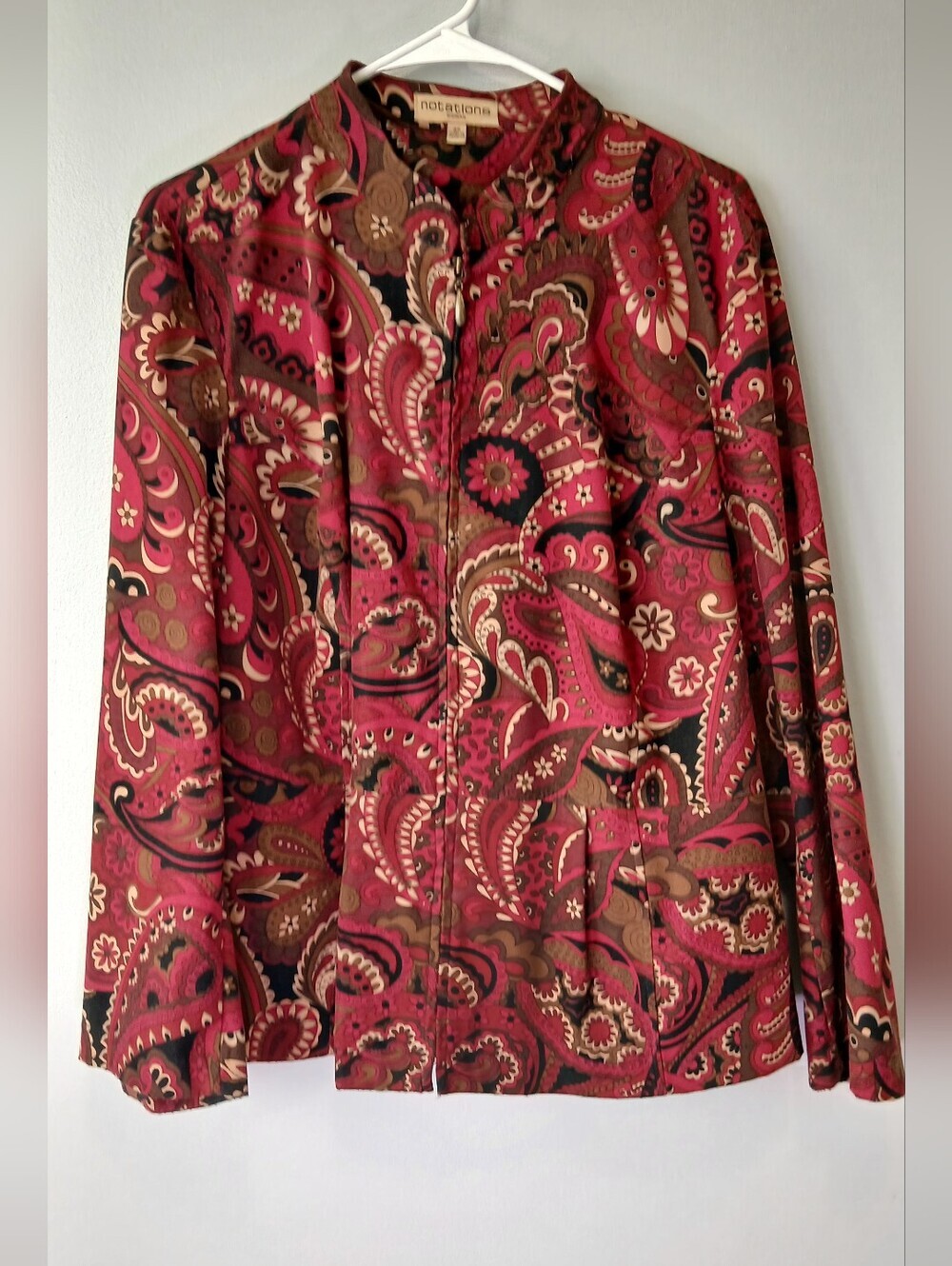 Notations Paisley Artsy Zip-up Shirt Womens 2X Office Casual Church